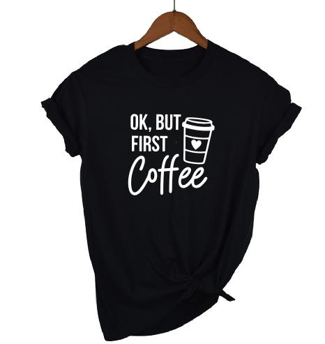 PADDY DESIGN Mommy and Me Okay But First Coffee Milk Matching Baby Shower T-shirt Casual Short