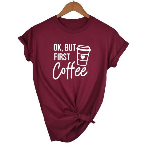 PADDY DESIGN Mommy and Me Okay But First Coffee Milk Matching Baby Shower T-shirt Casual Short