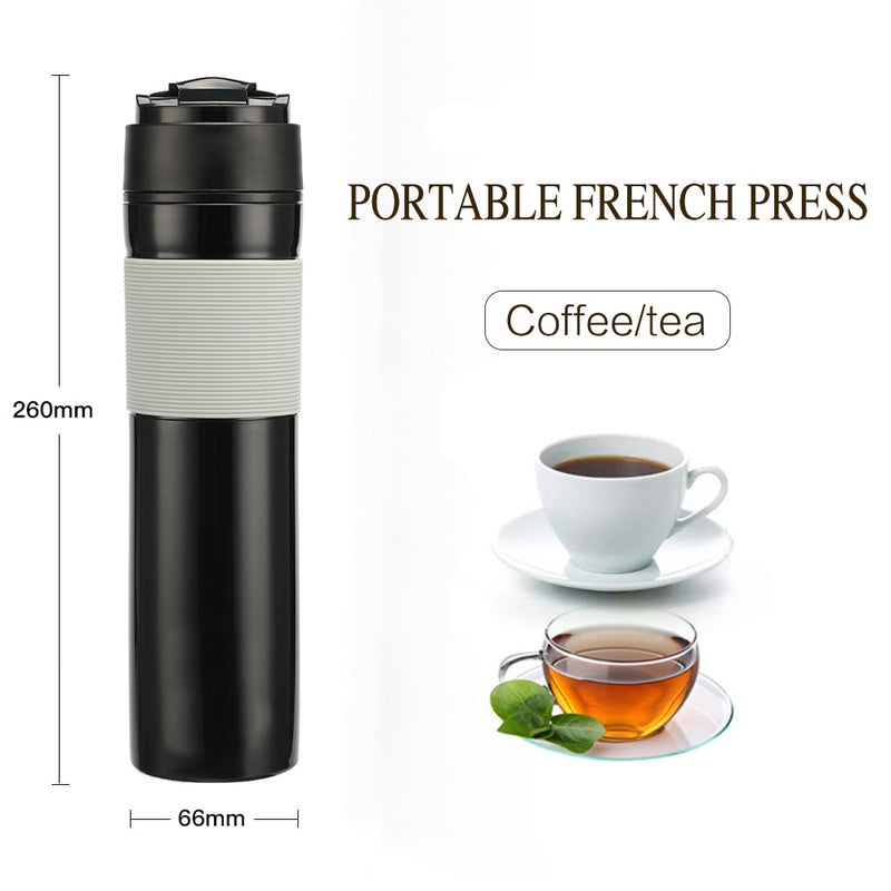 Portable French Press Coffe Bottle Plastic Outdoor Vacuum Coffee Plunger Filter Coffee Cup Travel
