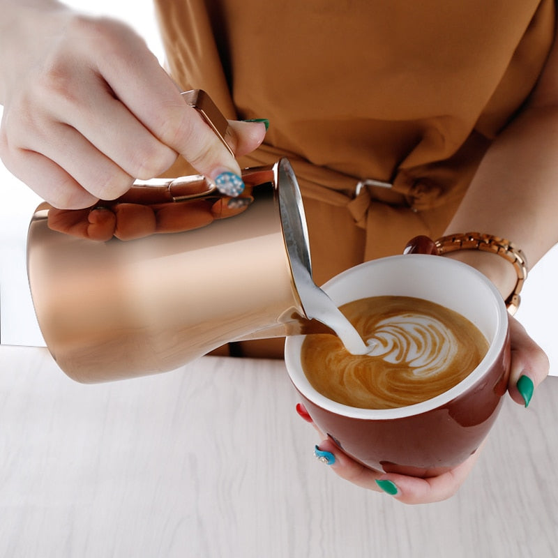 ROKENE Detachable Handle Milk Frothing Jug Stainless Steel Pitcher Espresso Coffee Pitcher Barista