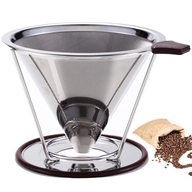 ROKENE Pour Over Coffee Filter Stainless Steel Cone Coffee Dripper Paperless Permanent Pour Over