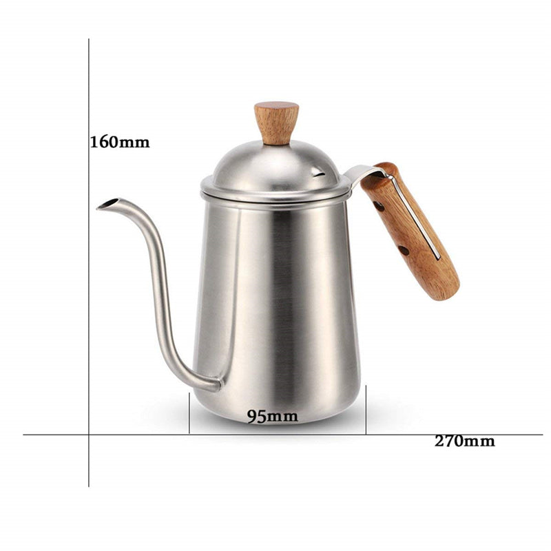 ROKENE Professional Coffee Drip Kettle Stainless Steel Pour Over Coffee Kettle with Wood Handle