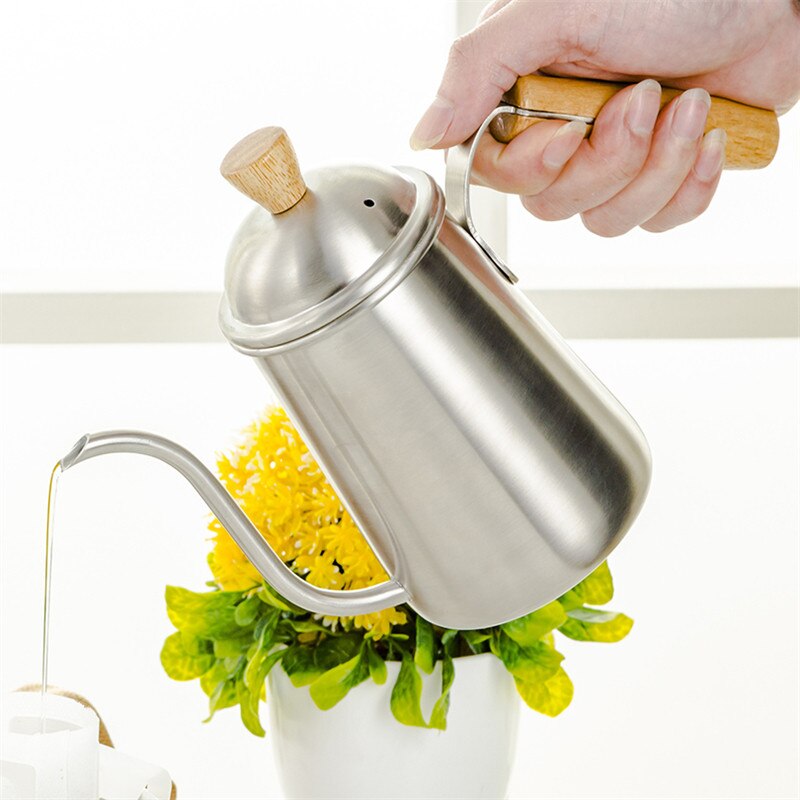 ROKENE Professional Coffee Drip Kettle Stainless Steel Pour Over Coffee Kettle with Wood Handle