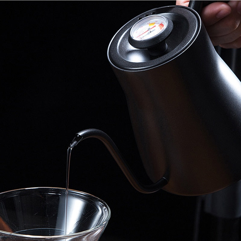 ROKENE Stainless Steel Coffee Pots Built-in Thermometer 850ML Coffee Drip Kettle Pour Over Coffee