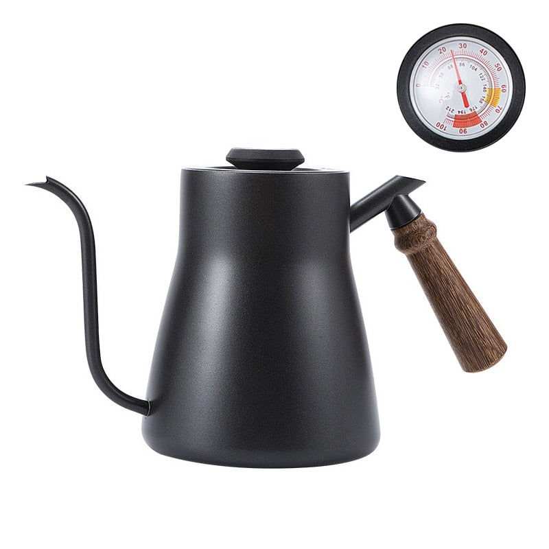 ROKENE Stainless Steel Coffee Pots Built-in Thermometer 850ML Coffee Drip Kettle Pour Over Coffee