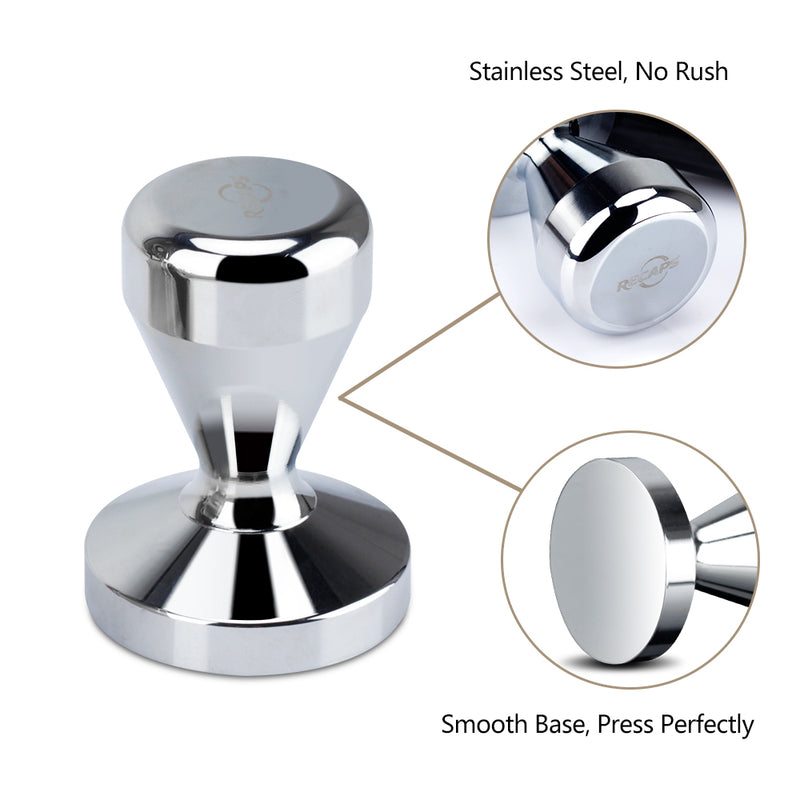 Recaps 51mm or 58mm Solid Iron with Chrome Plated Base Coffee Tamper for Espresso Coffee Machines