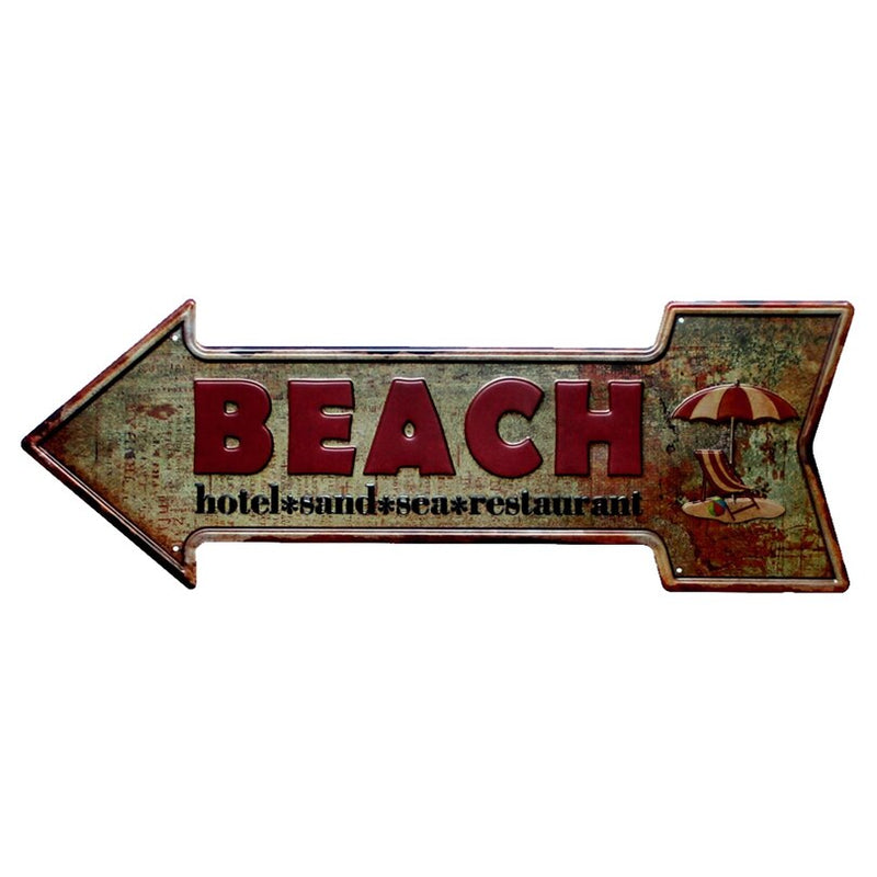 Restaurant Beach Beer Bar Coffee Arrow Metal Irregular Tin Signs  Advertising board Wall Pub Home