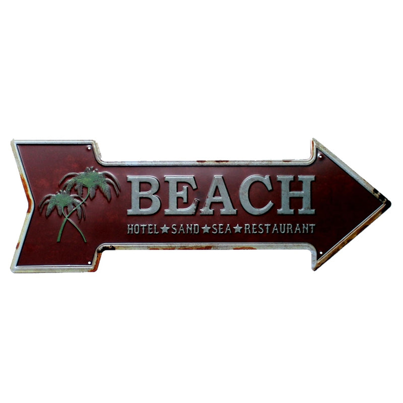 Restaurant Beach Beer Bar Coffee Arrow Metal Irregular Tin Signs  Advertising board Wall Pub Home