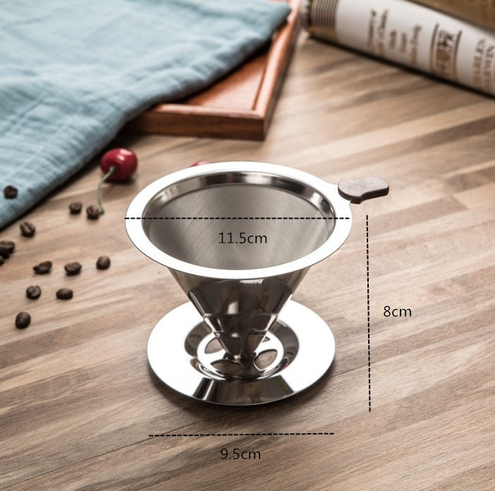 Reusable Coffee Filter Holder Washable Stainless Steel Brew Drip Coffee Filters for Espresso