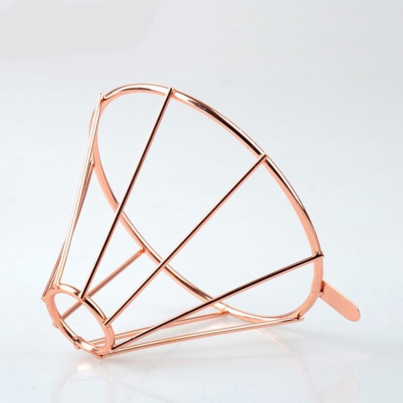Rose Gold Metal Reusable Coffee Filter Holder Coppper Brew Drip Coffee Filters Accessories Funnel