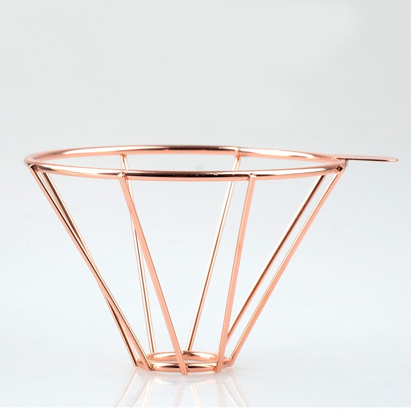 Rose Gold Metal Reusable Coffee Filter Holder Coppper Brew Drip Coffee Filters Accessories Funnel