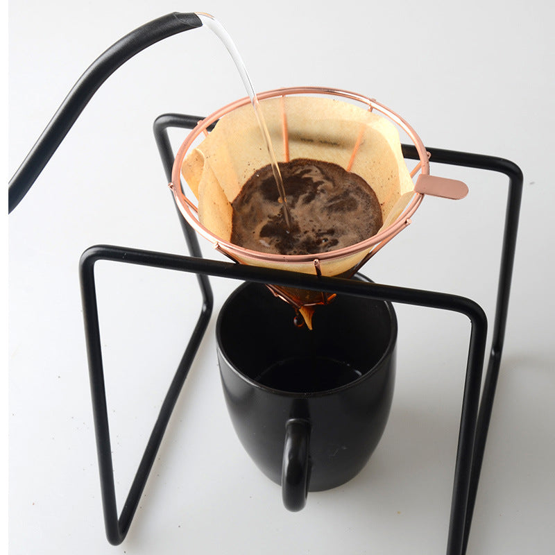 Rose Gold Metal Reusable Coffee Filter Holder Coppper Brew Drip Coffee Filters Accessories Funnel