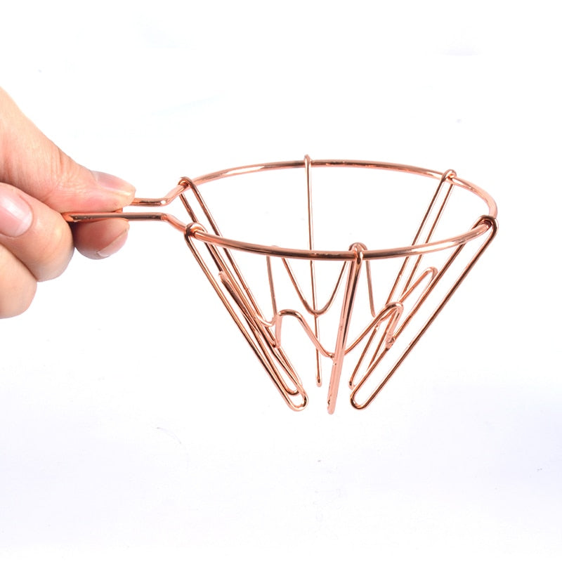 Rose Gold V60 1-4 Cups Coffee Filter Holder Metal Copper Brew Drip Silver Coffee Filters Accessories