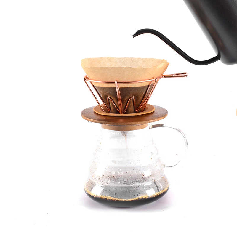 Rose Gold V60 1-4 Cups Coffee Filter Holder Metal Copper Brew Drip Silver Coffee Filters Accessories