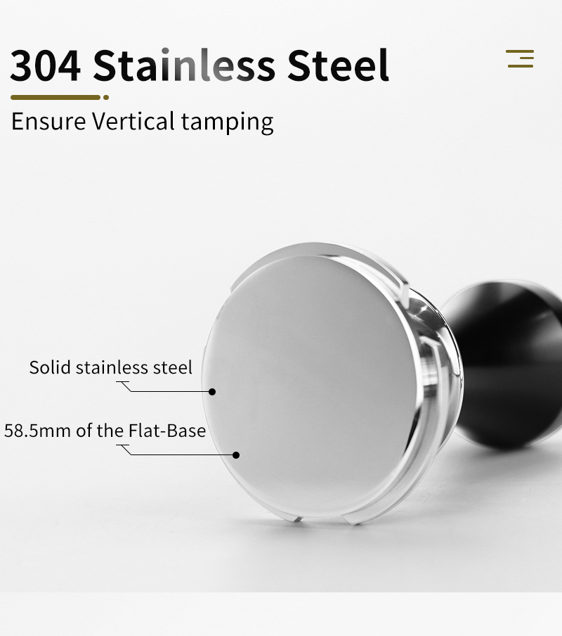 58.5mm Adjustable Depth Calibrated Coffee Tamper Stainless Steel Espresso Anti Pressure Deviation