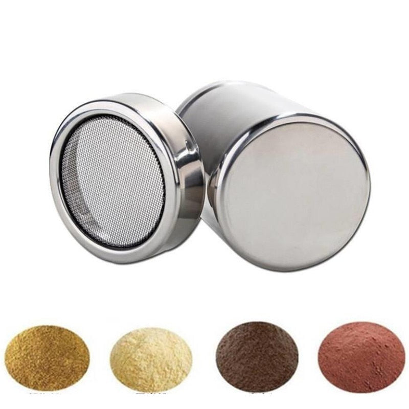 1pc Stainless Steel Chocolate Shaker Cocoa Flour Coffee Sifter or 16Pcs Coffee Stencils Template