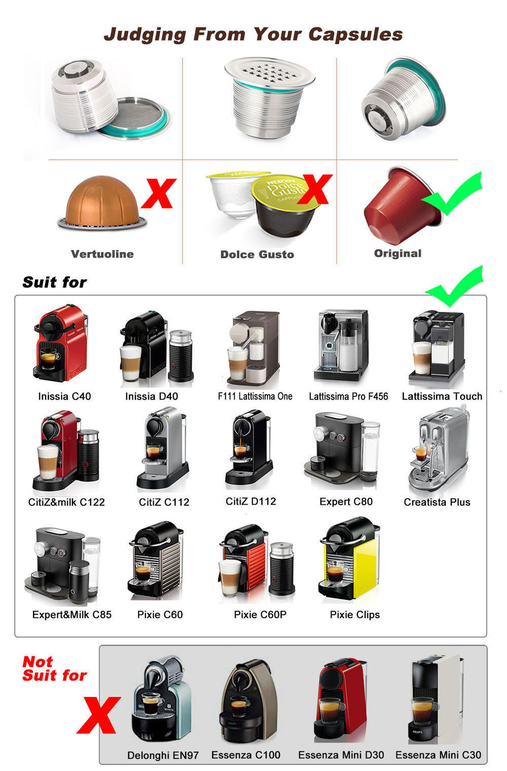 Stainless Steel Nespresso Cafeteira Refillable Capsule Reusable Coffee Filter Dripper