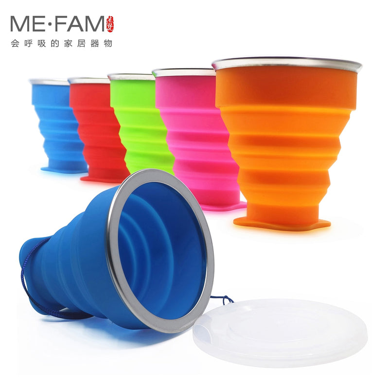 Small Mini Telescopic Portable Silicone Folding Cup With Dstproof Cover Outdoor Coffee Cups Children