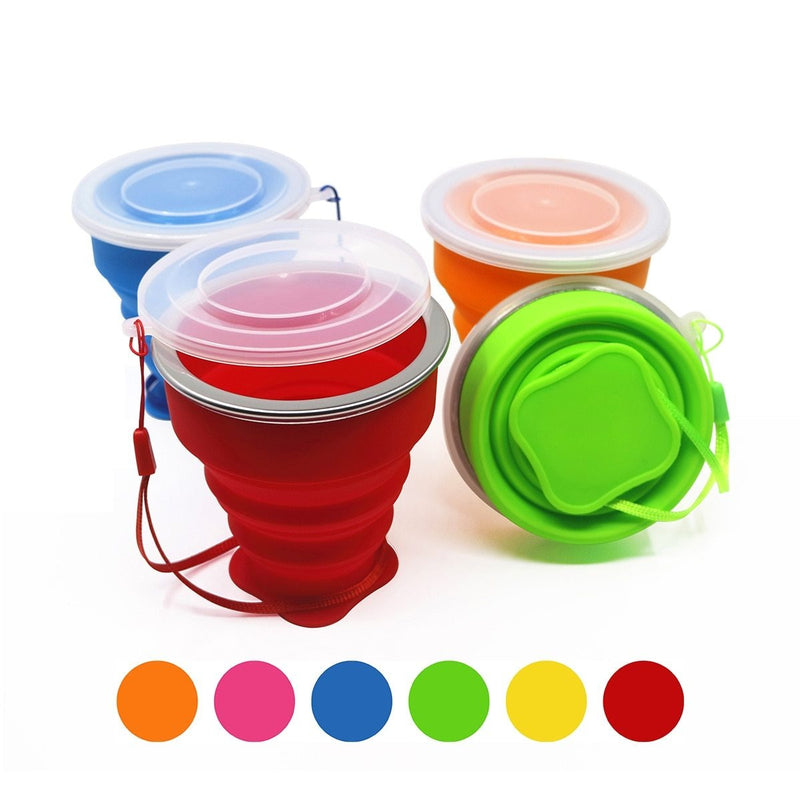 Small Mini Telescopic Portable Silicone Folding Cup With Dstproof Cover Outdoor Coffee Cups Children