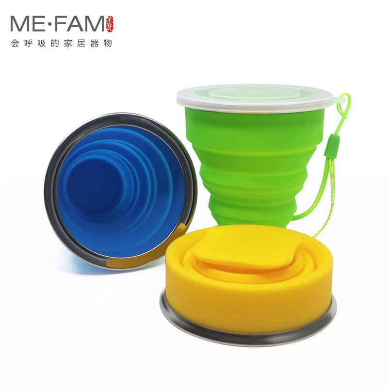 Small Mini Telescopic Portable Silicone Folding Cup With Dstproof Cover Outdoor Coffee Cups Children
