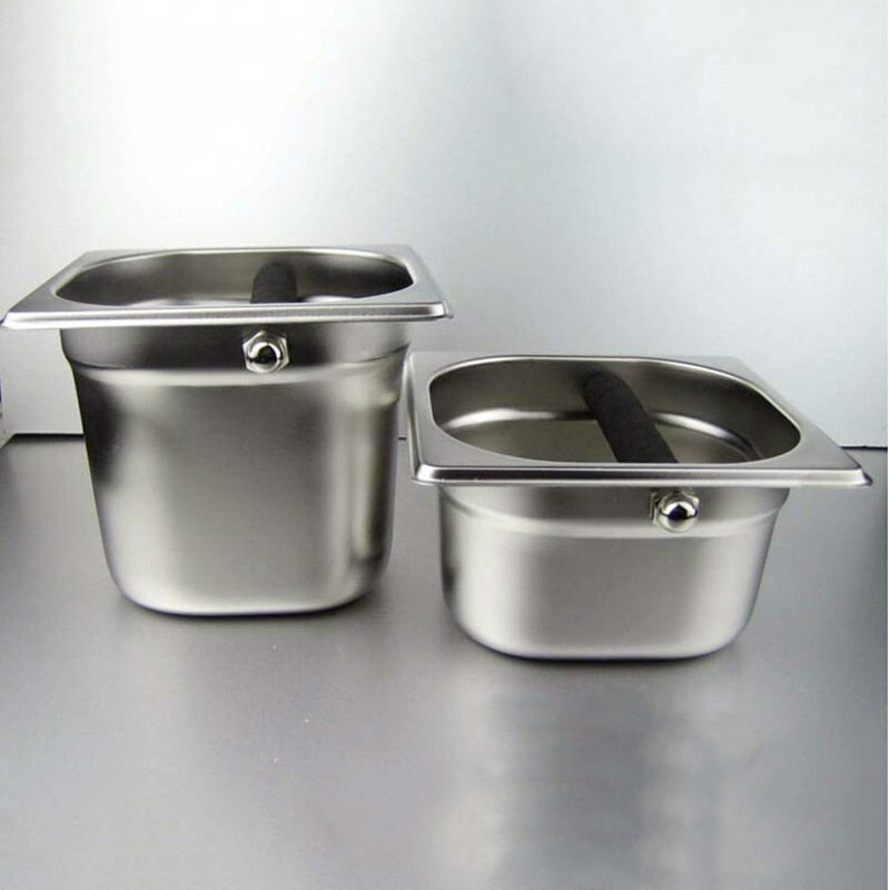 Stainless Steel Acrylic Espresso Knock Box Container with Rubber Bar for Coffee Machine