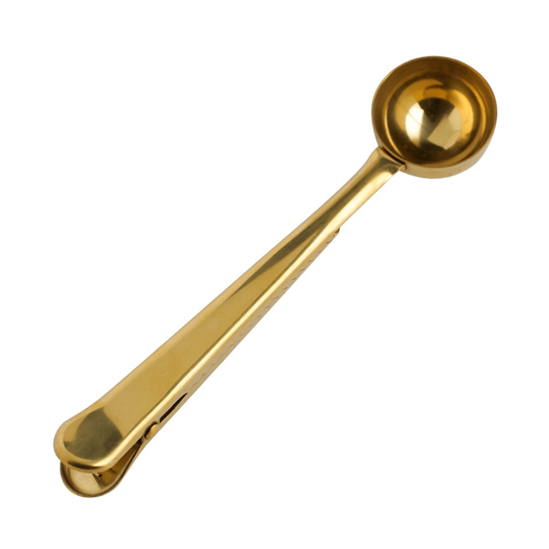 Stainless Steel Coffee Spoon Clip Gold Silver Coffee Tea Measure Scoop Metal Measuring Spoon with