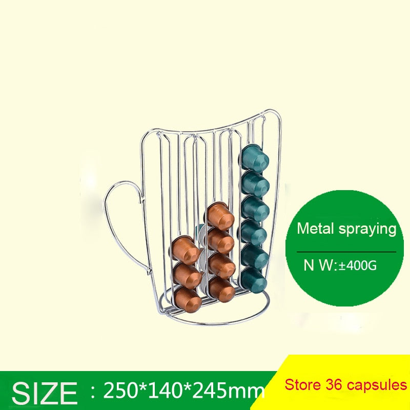 Stainless Steel Metal Nespresso Capsule Coffee Pod Holder Tower Stand Display Rack Storage Capsule