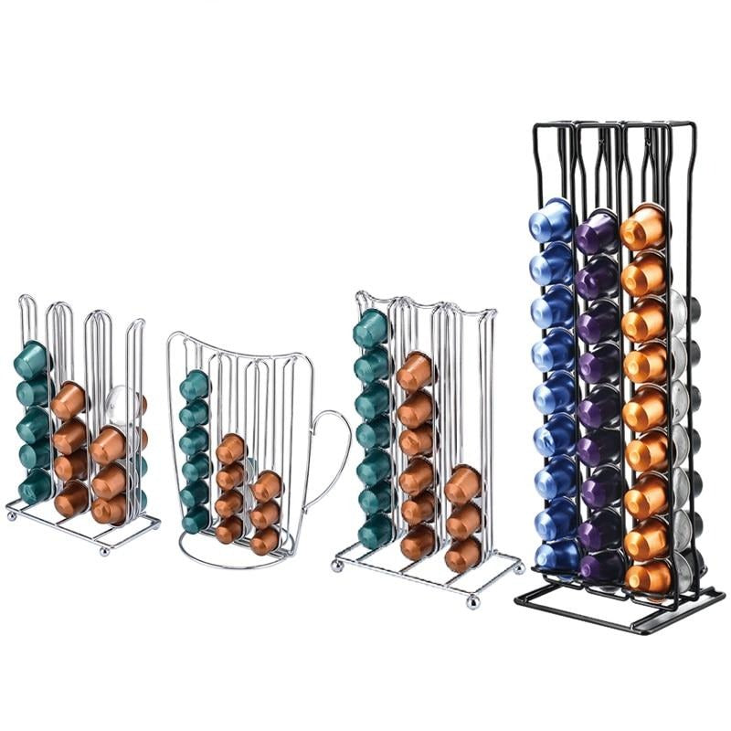 Stainless Steel Metal Nespresso Capsule Coffee Pod Holder Tower Stand Display Rack Storage Capsule