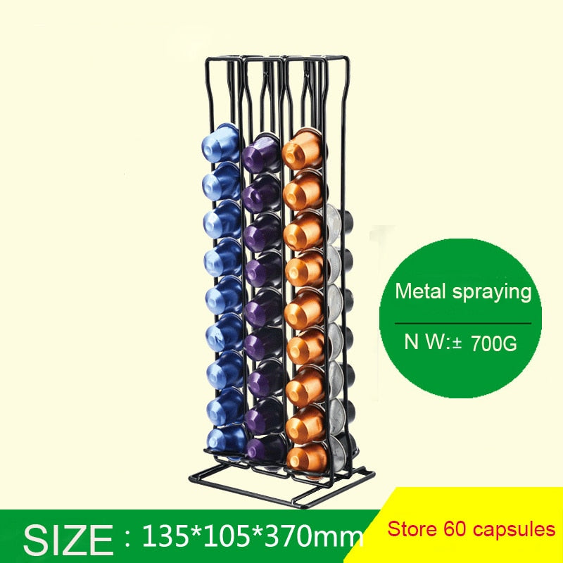 Stainless Steel Metal Nespresso Capsule Coffee Pod Holder Tower Stand Display Rack Storage Capsule