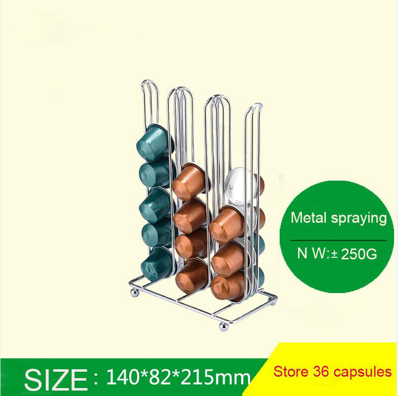 Stainless Steel Metal Nespresso Capsule Coffee Pod Holder Tower Stand Display Rack Storage Capsule