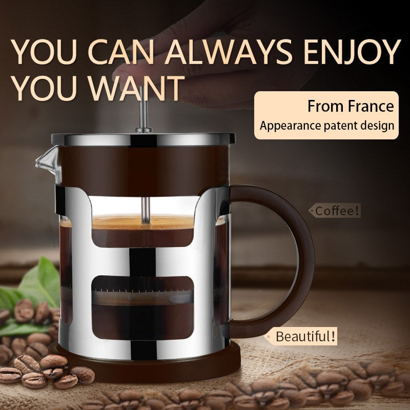 Stainless Steel Portable French Press Coffee Pot Tea Maker Machine Moka With Strainer Filter