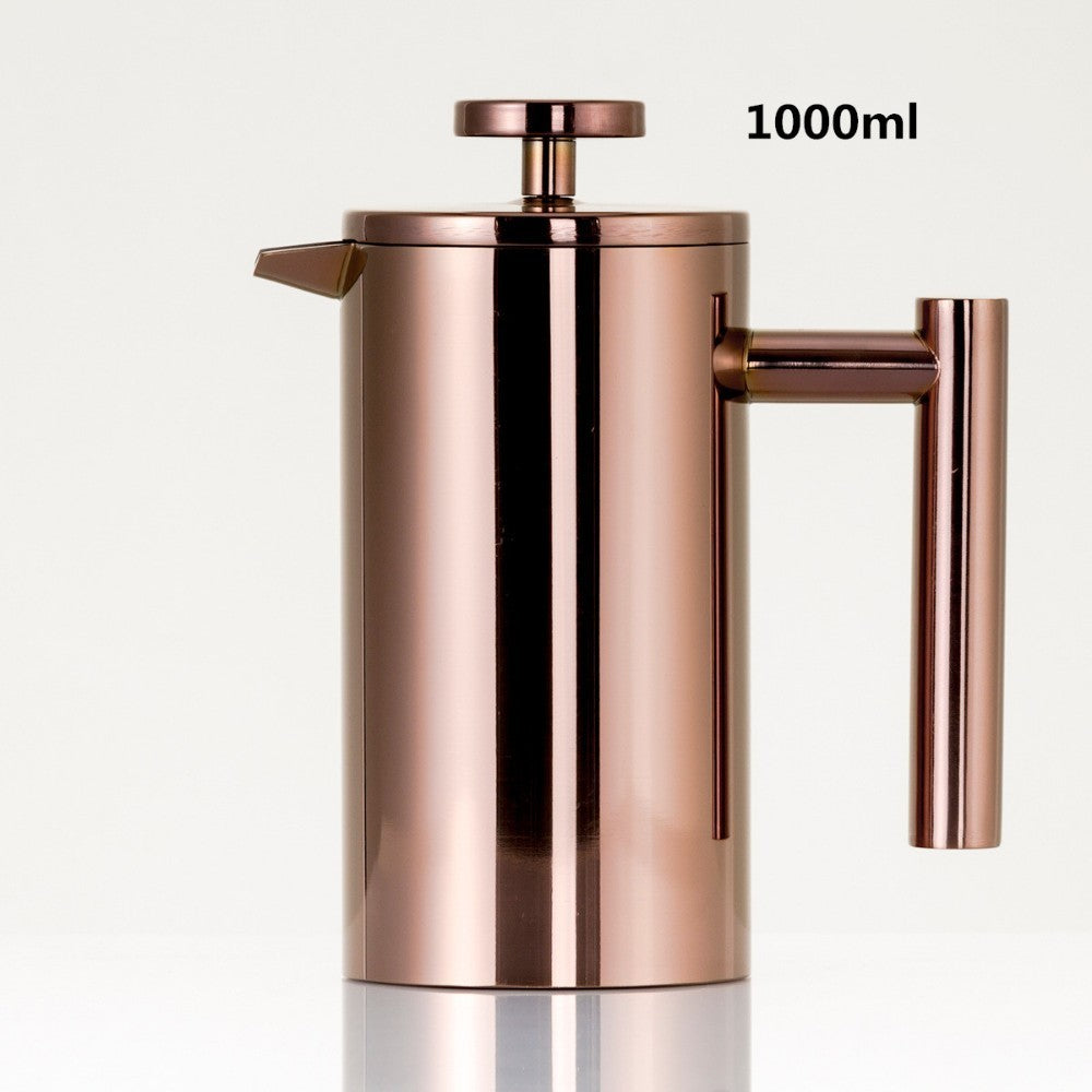 Stainless steel 304 Double Wall   Coffee Maker French Press Tea Pot With Filter 1000ml large