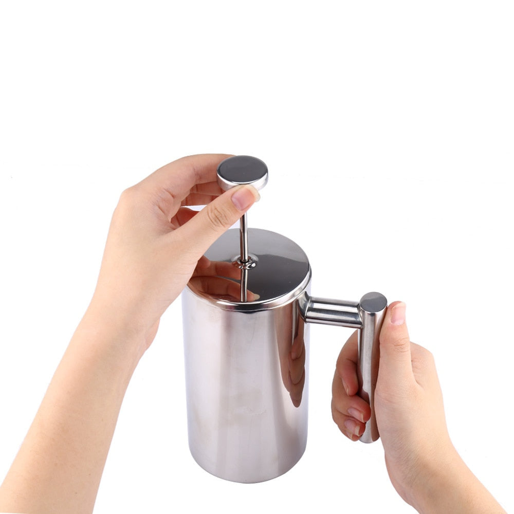 Stainless steel 304 Double Wall   Coffee Maker French Press Tea Pot With Filter 1000ml large