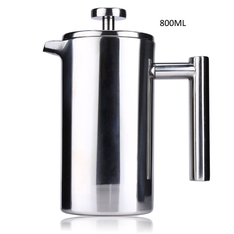 Stainless steel 304 Double Wall   Coffee Maker French Press Tea Pot With Filter 1000ml large