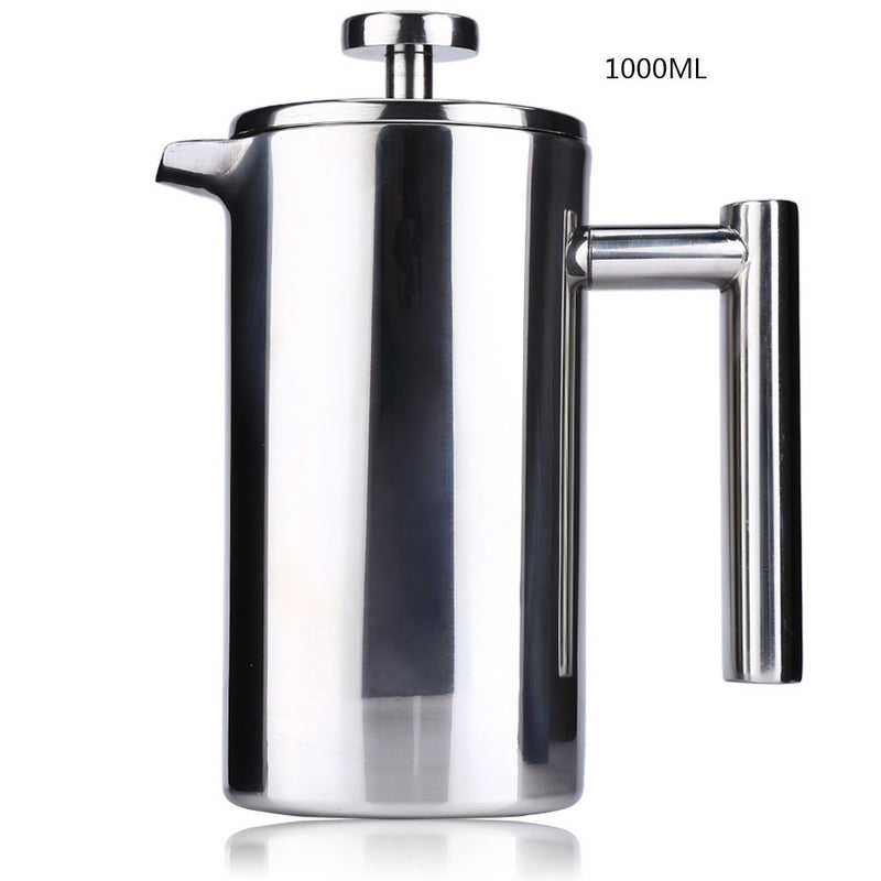 Stainless steel 304 Double Wall   Coffee Maker French Press Tea Pot With Filter 1000ml large