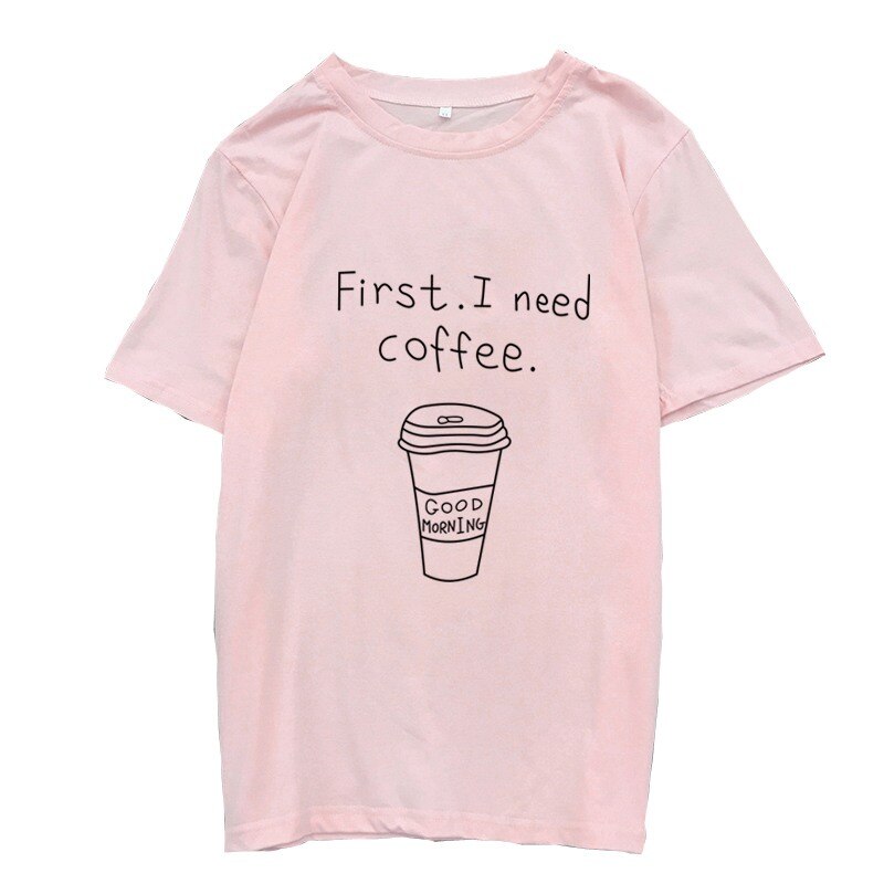 T Shirt Women O Neck Short Sleeve Summer Coffee Print T-Shirt Korean Casual Female Harajuku Kawaii