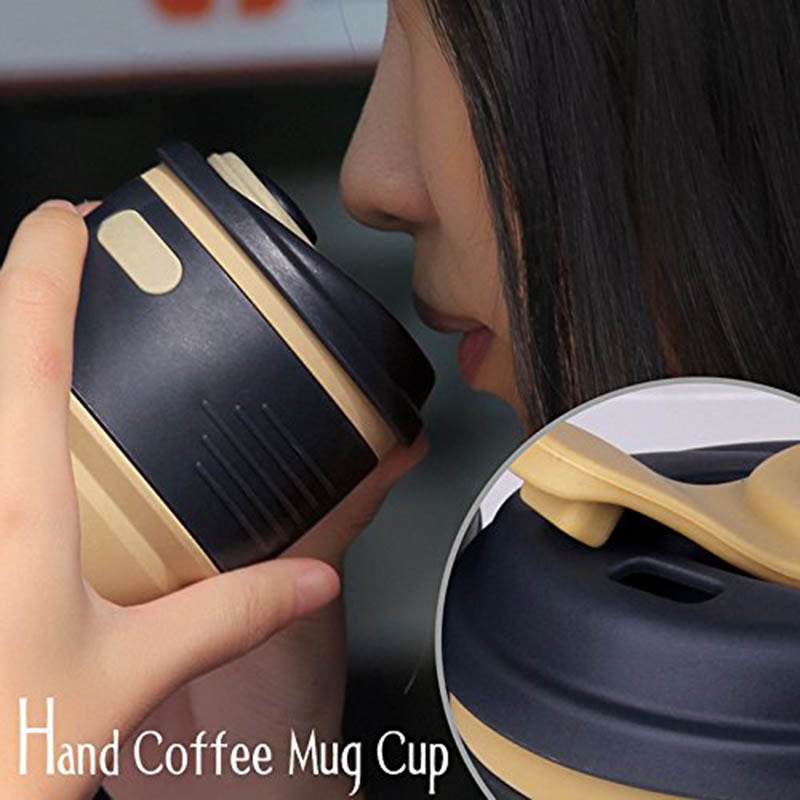 TEENRA 1Pcs Silicone Collapsible Coffee Cup Resuable Travel Coffee Cup For Camping Leak Proof Fold