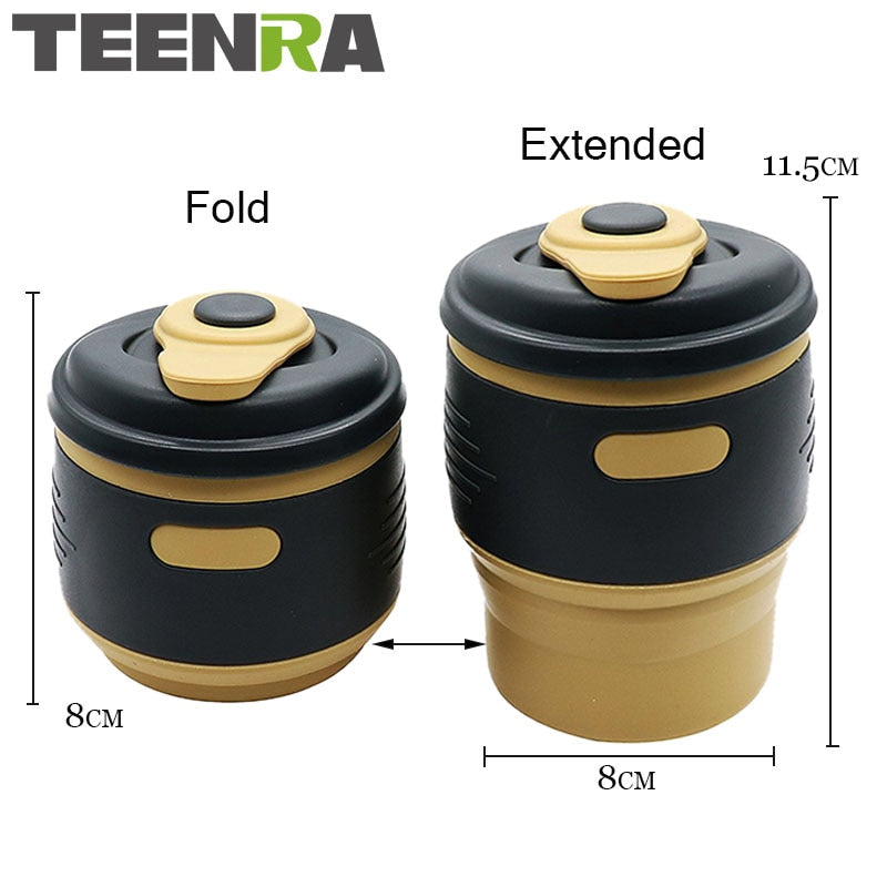 TEENRA 1Pcs Silicone Collapsible Coffee Cup Resuable Travel Coffee Cup For Camping Leak Proof Fold