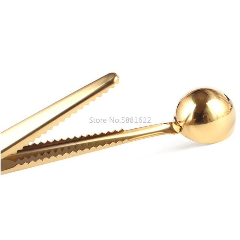 Two-in-one Stainless Steel Coffee Spoon Sealing Clip Kitchen Gold Accessories Recipient Expresso