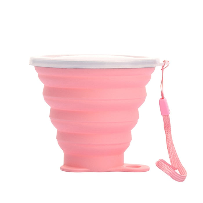 Ultra-thin Silicone Folding Cup + Dstproof Cover Outdoor Coffee Cups Children Available Travel