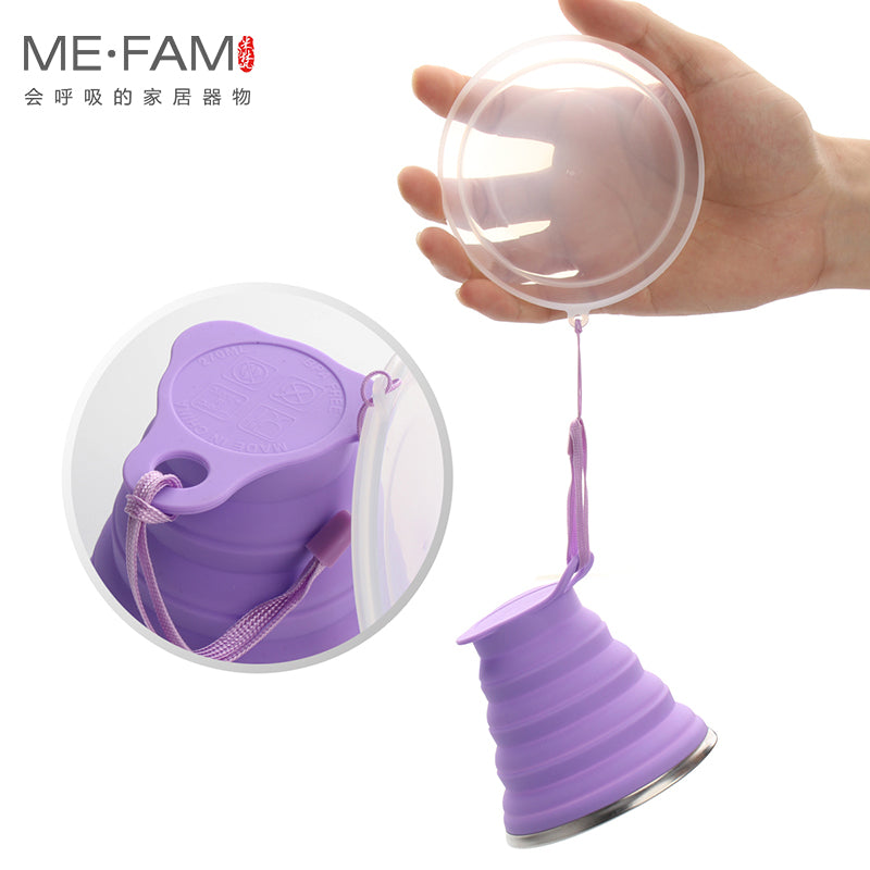 Ultra-thin Silicone Folding Cup + Dstproof Cover Outdoor Coffee Cups Children Available Travel