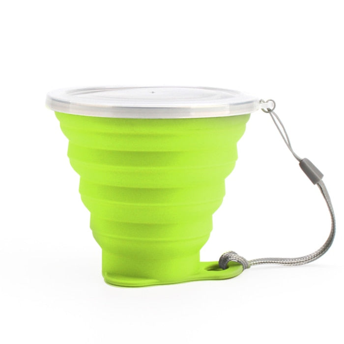 Ultra-thin Silicone Folding Cup + Dstproof Cover Outdoor Coffee Cups Children Available Travel