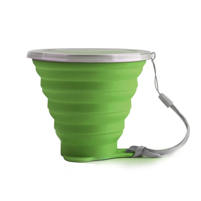 Ultra-thin Silicone Folding Cup + Dstproof Cover Outdoor Coffee Cups Children Available Travel