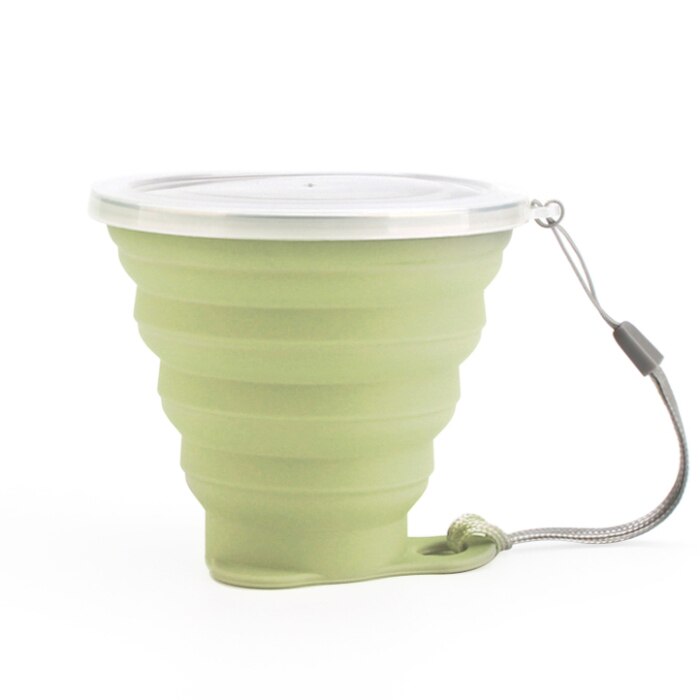 Ultra-thin Silicone Folding Cup + Dstproof Cover Outdoor Coffee Cups Children Available Travel