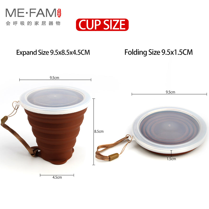 Ultra-thin Silicone Folding Cup + Dstproof Cover Outdoor Coffee Cups Children Available Travel