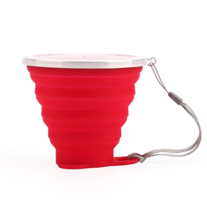 Ultra-thin Silicone Folding Cup + Dstproof Cover Outdoor Coffee Cups Children Available Travel