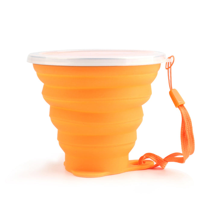 Ultra-thin Silicone Folding Cup + Dstproof Cover Outdoor Coffee Cups Children Available Travel