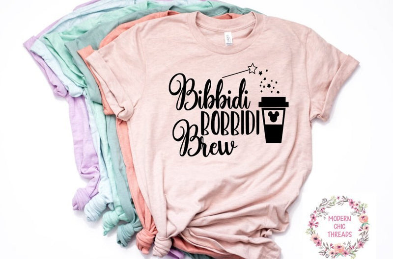 Women Bibbidi Bobbidi Boo T-Shirt Bibbidi Bobbidi Brew Coffee Shirt Funny Mouse Mickey Coffee Graphic Tee