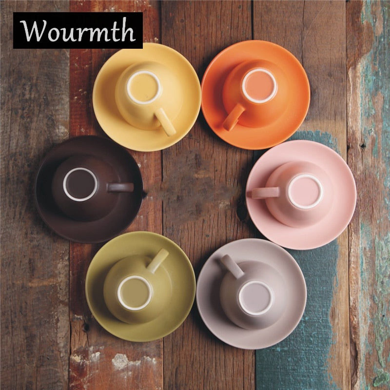 Wourmth 200ML European Style Bone China Coffee Cup and Saucer Set Creative  Ceramic Tea Cup