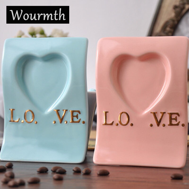 Wourmth Ceramic Cups And Saucers Blue and pink/set  Afternoon tea time Black Tea Set Heart-shaped